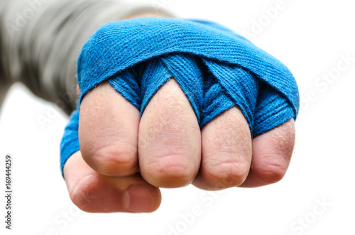 Plakat Pięść sportowca, bokser obandażowany elastycznym bandażem