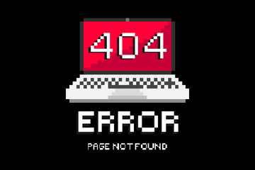 Wall Mural - 404 error not found page in 8 bit design vector