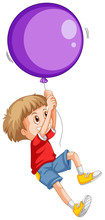 Little Boy And Purple Balloon