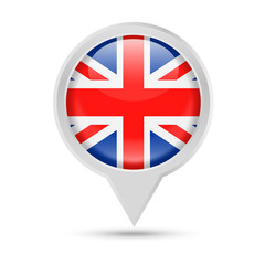 United Kingdom Flag Round Pin Vector Icon