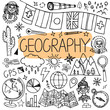 Hand drawn doodles for geography lessons. Vector back to school illustration.