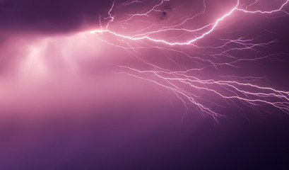 Wall Mural - Nature lightning bolt at night thunder storm