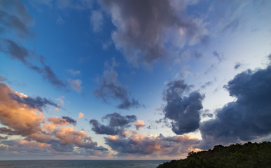 Wall Mural - sunset sunrise clouds on sky, nature landscape