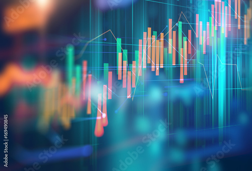 Cuadros en Lienzo technical financial graph on technology abstract background