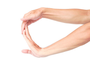 stretching exercises finger ion white background, health care concept