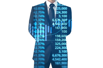 Wall Mural -  Businessman plan growth and increase of chart positive indicators in his business