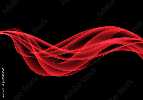 Zdjęcie XXL Abstrakcjonistyczna czerwieni fala na czarnej projekta tła wektoru nowożytnej ilustraci.