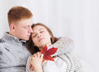 young beautiful couple indoor