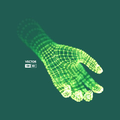 Wall Mural - Human Arm. Hand Model. Connection structure. Future technology concept. 3D Vector illustration.