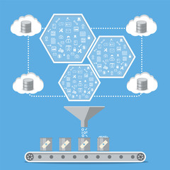 Wall Mural - Business intelligence processing and Database management concept.