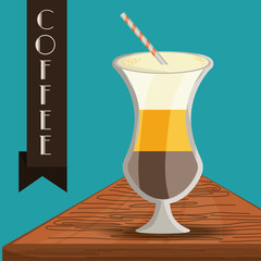 Wall Mural - flat latte macchiato concept types coffee drinks vector illustration