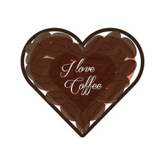 Wall Mural - flat beans of coffee forming a heart vector illustration