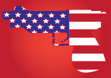 USA Map Screen On The Gun With Simple Vector Design - Vector Illustration Of USA Map On A Gun