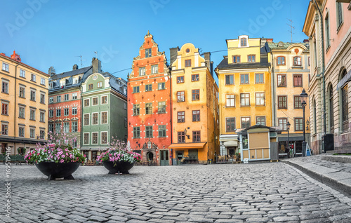 Old colorful houses on Stortorget square in Stockholm, Sweden Canvas Print