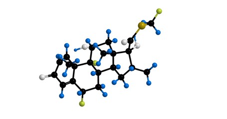 Poster - Fluticasone - molecular structure, 3d rendering