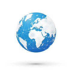 Wall Mural - internet concept of global network blue world