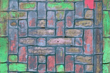 Wall Mural - Texture of vintage painted clay bricks