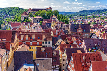 Canvas Print - Tübingen Universitätsstadt  Fachwerkhaus Stadt Panorama