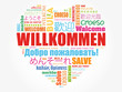 © dizain - Willkommen (Welcome in German) love heart word cloud in different languages, conceptual background