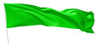 Long green flag on flagpole waving.