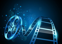 Illustration Of Film Reel Stripe On Abstract Background