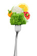 Vegetables on the fork. Healthy food