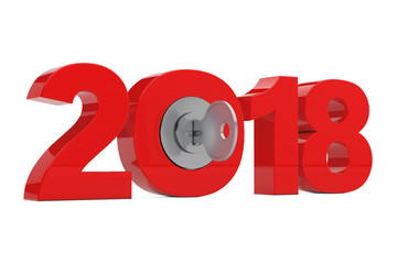 Aufkleber - New 2018 Year Sign with Key. 3d Rendering