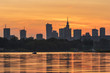 Sunset over Warsaw city