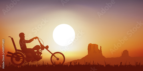 Moto Motard Shopper Route 66 Liberte Monument Valley Stock Vector Adobe Stock