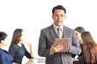 © Jestercine - Asian Businessman using Tablet at front of business meeting Group, Businessman with leader concept, 30-40 year old.