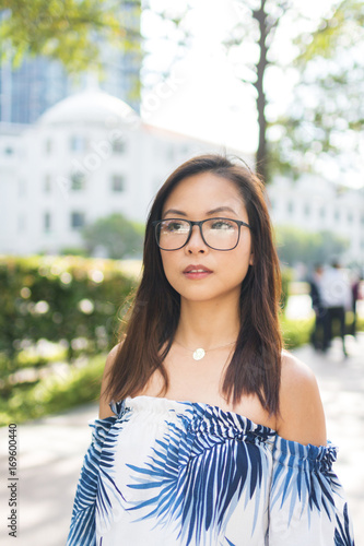 Pretty Asian Girl With Glasses In The Street Buy This
