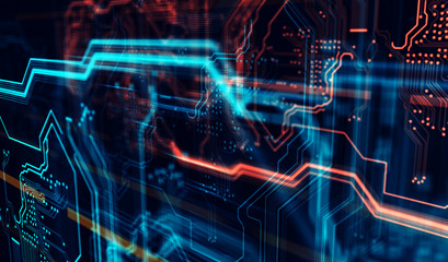 Fototapete - Technology background/Abstract technology background made of different element printed circuit board.  Printed circuit board in the server executes the data. 