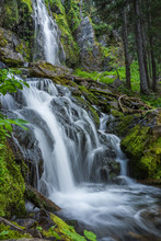 Deep Forest Waterfalls Taken With Slow Shutter For Blur.