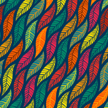 Seamless Pattern Of Falling Colored Leaves