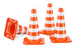 Set of Traffic Cones, 3D rendering