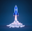 Blue rocket launching