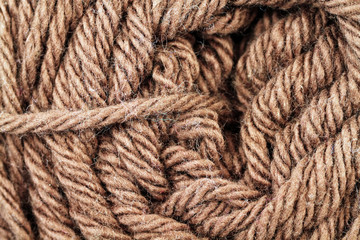 Wall Mural - A super close up image of brown yarn