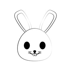 Wall Mural - falt line  uncolored kawaii rabbit over white background vector illustration