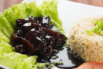 Wall Mural - Homemade Braised pork and rice in brown sauce