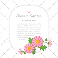 Colorful Watercolor Texture Vector Nature Botanic Garden Memo Frame Asteraceae Pink Daisy