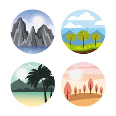 Sticker - icons set landscape vector illustration design graphic