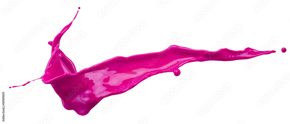 pink paint splash isolated on a white background - obrazy, fototapety, plakaty 