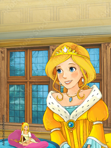 Cartoon Scene With Small Elf Girl And Normal Size Woman