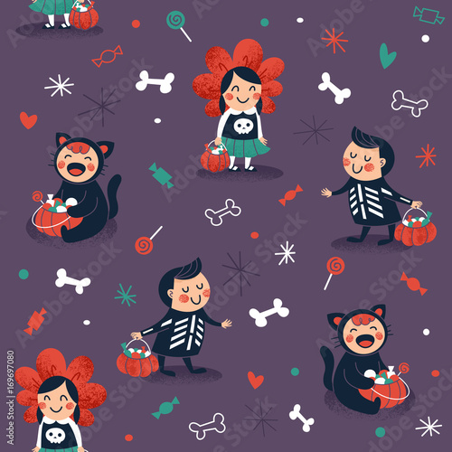 Tapeta ścienna Halloween dzieci wzór. 