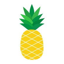 Pineapple Vector Cartoon Illustration, Isolated On White Background, Graphic Icon.