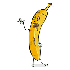 Vector Cartoon Character - Walking Banana Zombie