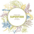 © nurofina - Superfood round banner, color sketch vector