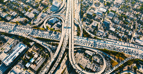 Poster - Aerial view of a massive highway intersection in Los AngelesAerial view of a massive highway intersection in Los Angeles