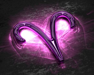 sign of the zodiac in pink metal with caustics - aries