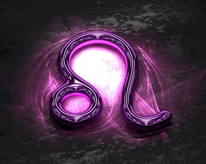 sign of the zodiac in pink metal with caustics - leo